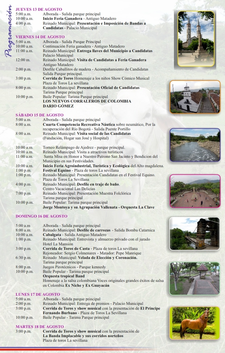 Programación Ferias y Fiestas en Tocaima 2015